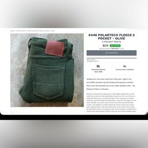 Gustin #446 POLARTEC® FLEECE 5
POCKET - OLIVE
5 POCKET PANTS